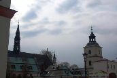Sandomierz - widok na katedre i dzwonnice.